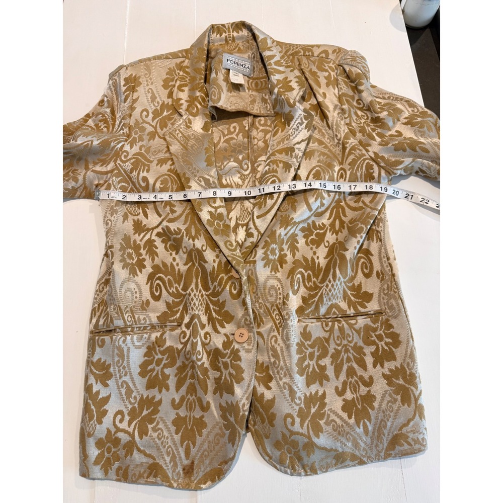 Vintage 90s Y2K Gold Floral Tapestry Blazer Sz 7/8 Urban Unique Artsy Maximalist - Picture 5 of 8